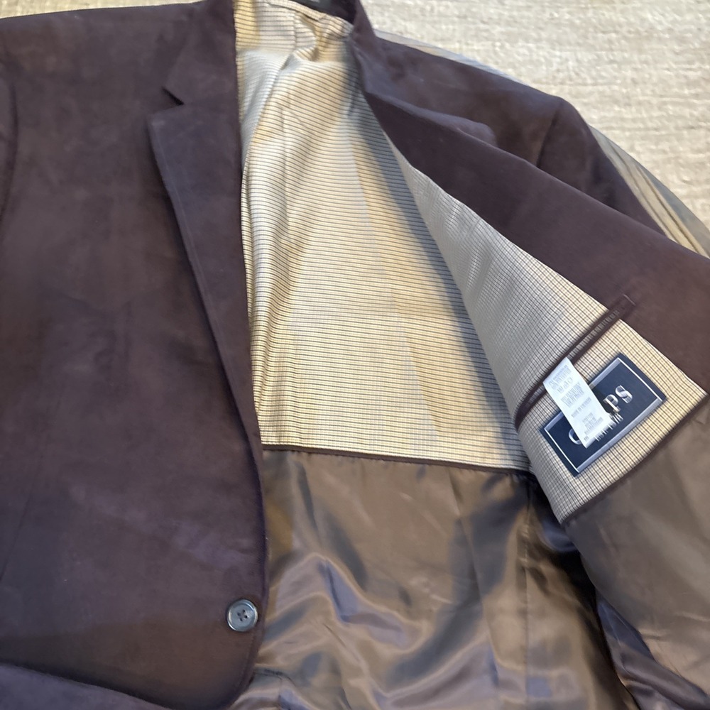 Chaps Ralph Lauren Blazer Mens 46L Brown Faux Suede Suit Jacket Sport Coat NEW - Picture 6 of 9